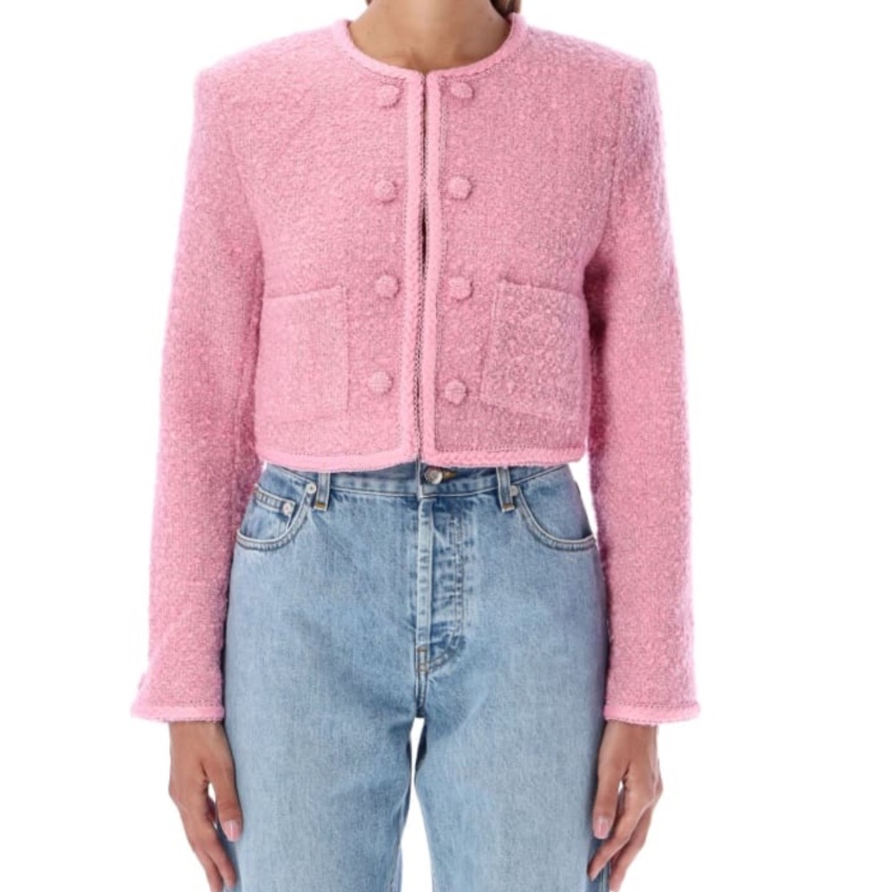 🌸 ROTATE Birger Christensen Pink Bouclé Cropped Jacket — NWT 🌸